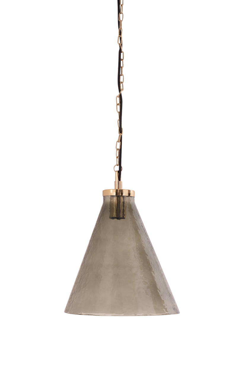 Foundry — Smoke Green Hammered Glass Cone Pendant Light