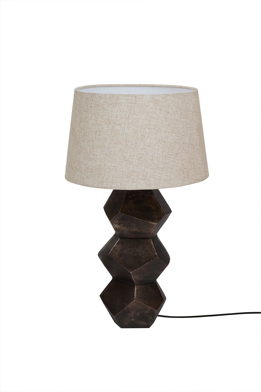 Stacked Stone — Graphite Cast Aluminium Table Lamp with Linen Shade