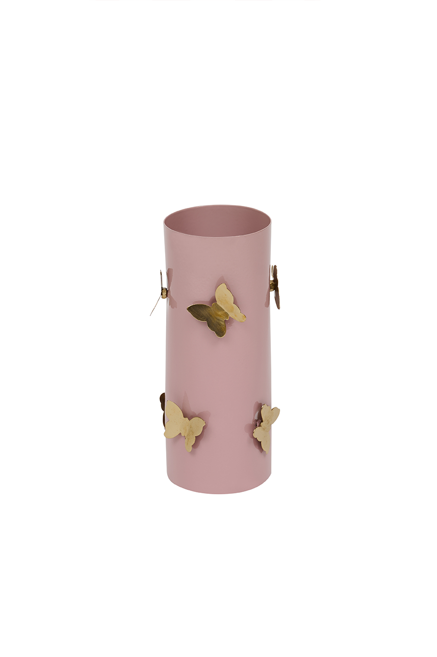 Flutter — Peach Iron Vase with Gold Butterfly Accents