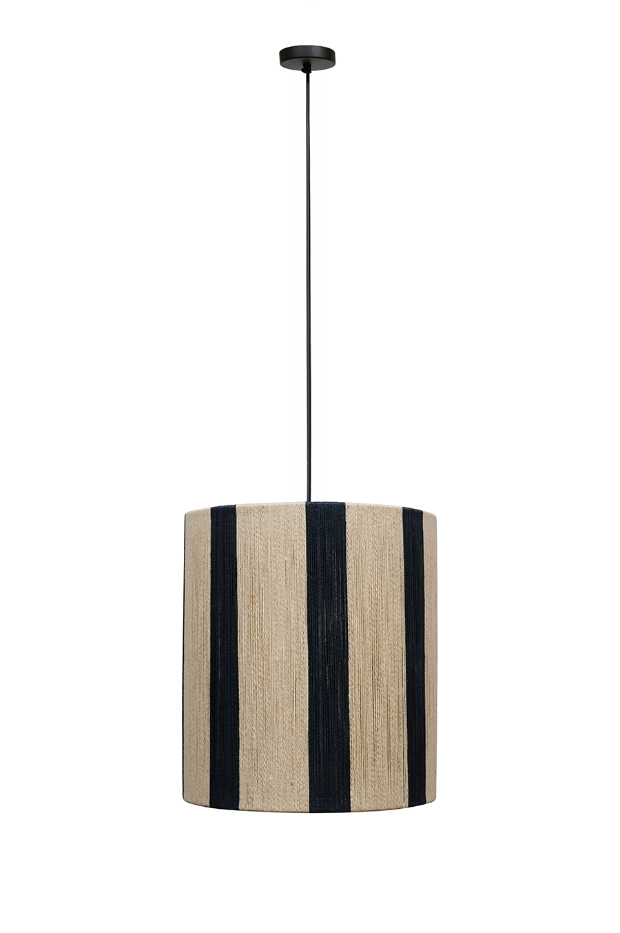 Coastal Stripe — Blue & Natural Jute Cylinder Pendant Light