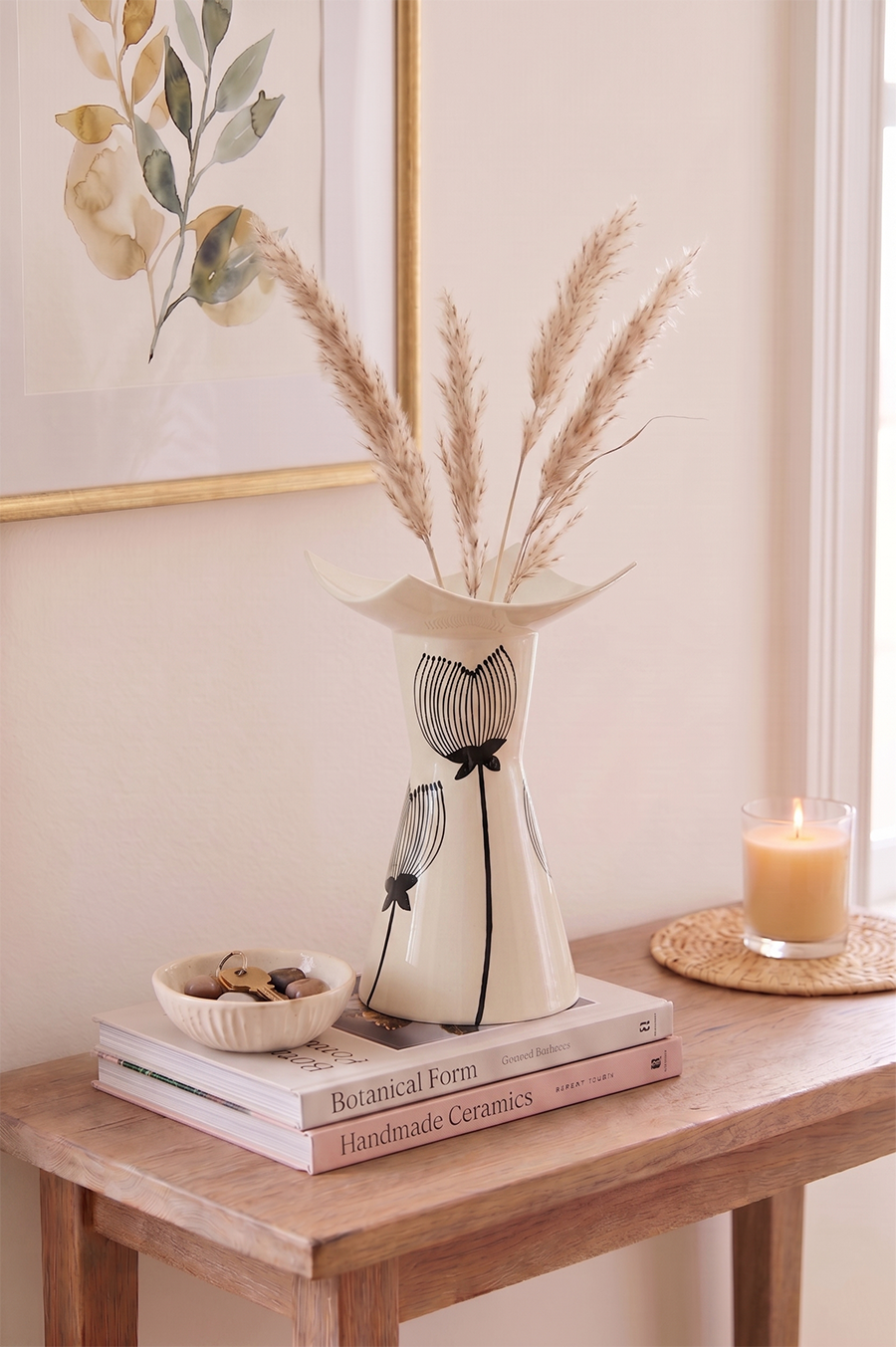 Wildflower Whisper — Hand-Painted Iron Vase in Off White & Black
