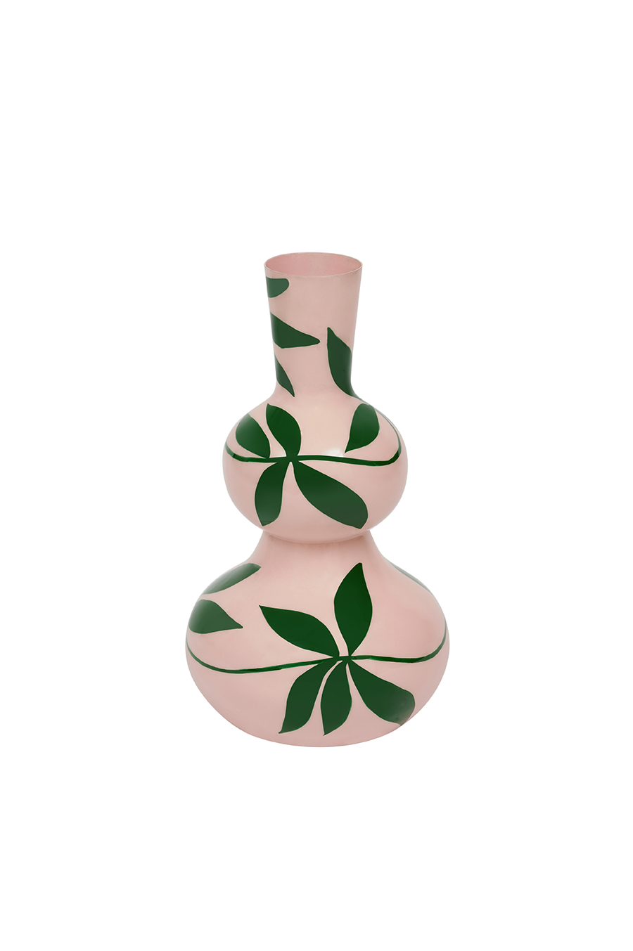 Garden Hour — Hand-Painted Botanical Iron Vase in Blush & Green