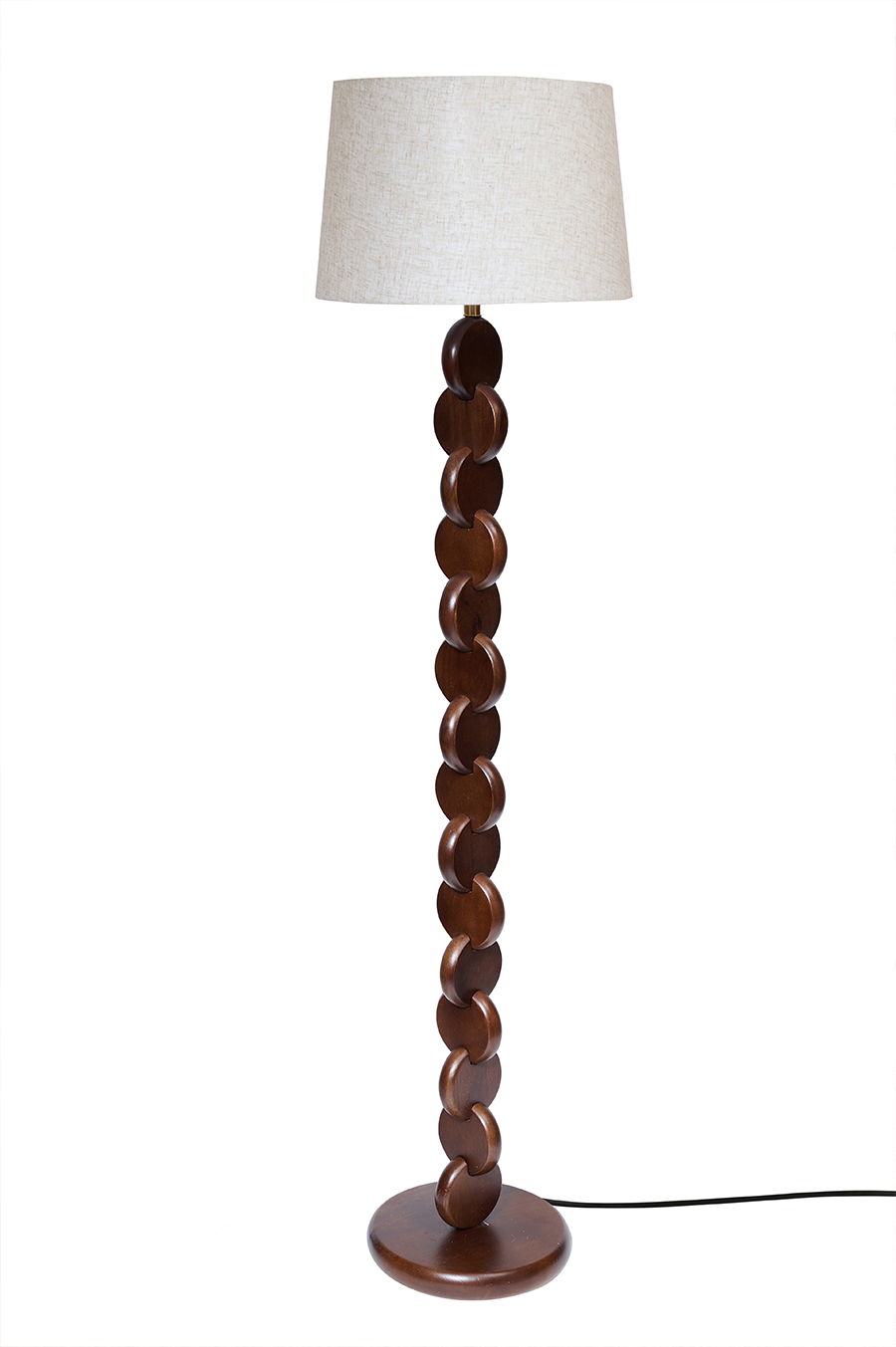 Totem — Walnut Mango Wood Floor Lamp with Linen Shade