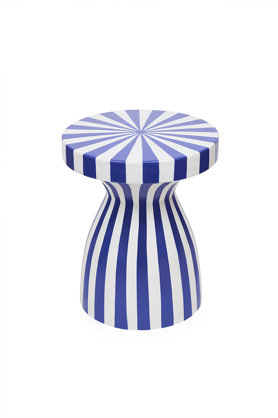 Riviera — Striped Hand-Painted Iron Accent Table in Navy & White