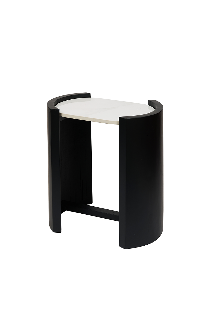 Still — Black Wood & White Marble Minimalist Accent Table