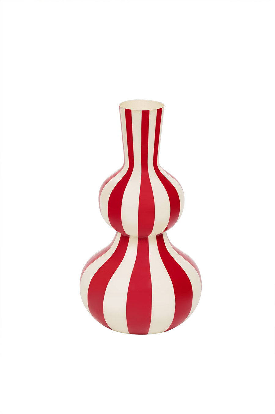 Carnival — Bold Striped Double-Gourd Iron Vase in Red & White