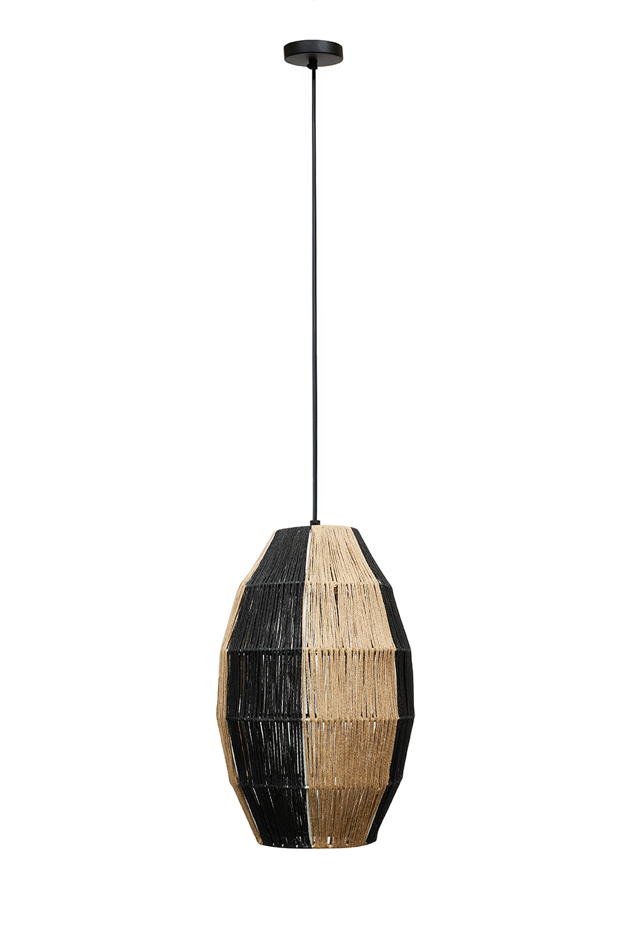Eclipse — Black & Brown Jute Geometric Pendant Light
