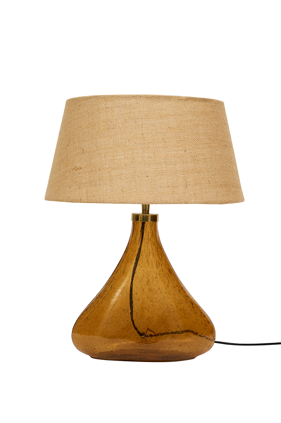 Amber Hour — Bubble Glass Table Lamp with Jute Shade